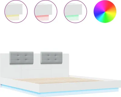 Obrázek produktu pro Rám postele s čelem a LED osvětlením bílý 160x200 cm