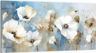 Produktbild von DEQORI Glasbild Echtglas 100x50 cm 'Abstrakte Blütenpracht' Wandbild Bild modern Deko