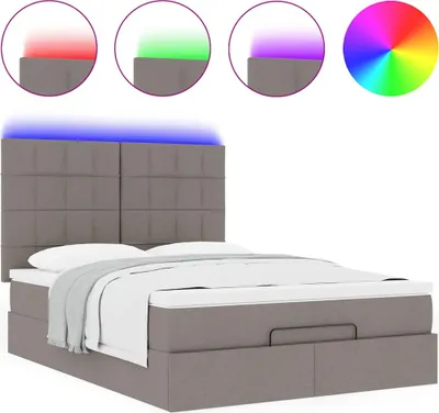 Produktbild von Ottoman-Bett mit Matratze & LEDs Taupe 140x200 cm Stoff