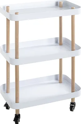 Produktbild von Servierwagen >54319< in natur, weiß, Massivholz, Metall - 50x76x30cm (BxHxT)