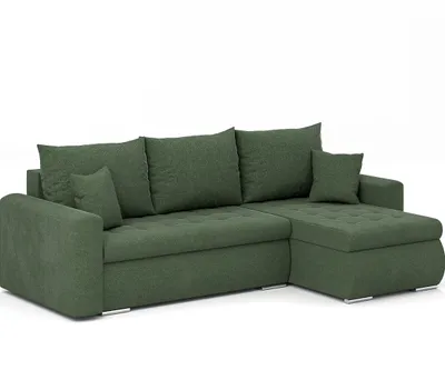 Zdjęcie produktu dla Narożnik Luis L - narożnik, sofa, kanapa, z funkcją spania, pojemnik na pościel, poduszki i pikowanie, meble tapicerowane, PRAWY, zielony, Storm 39
