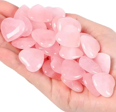 Produktbild von Rosenquarz Herz Steine Set 20 Stück Heilung Kristalle Natürliche Edelsteine Glückssteine