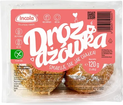 DROŻDŻÓWKA CHAŁKA BEZGLUTENOWA (2 szt.) 120 g - INCOLA