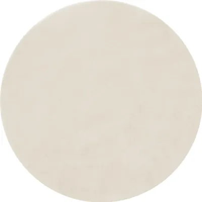 A plain, circular rug on a white background.