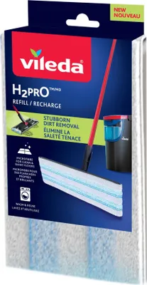 The image shows the packaging of a Vileda H2Pro mop refill.
