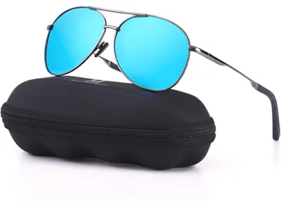 Productafbeelding van Zonnebril voor heren, gepolariseerd, zwart, UV400, rijbril, blauw-grijs