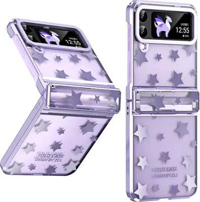 Produktbild von Hülle für Samsung Galaxy Z Flip 3 5G Sterne Überzug Transparent Schutzhülle mit Scharnierschutz Lila