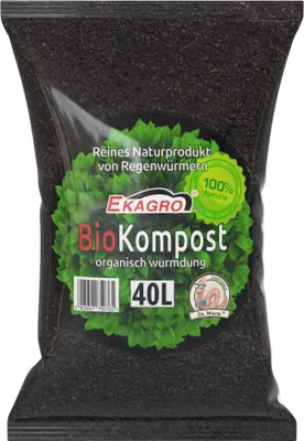Produktbild von Ekagro Wurmhumus für Pflanzen | 100% Natürlich Humus Erde 40L | Organischer Wurmkompost | Regenwurmhumus Fördert Bodenstruktur und Wasserspeicherung | Universaldünger