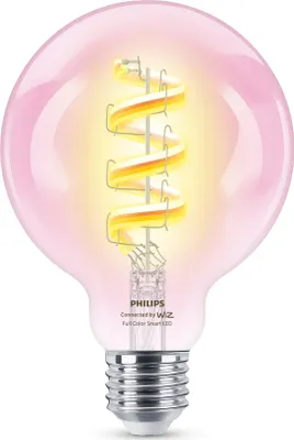 Produktbild von Philips WiZ Smart LED Spiral Filament G95 Globe 6,3W = 40W E27 klar 470lm RGBTW 2200K-6500K Dimmbar App Google Bluetooth WiFi