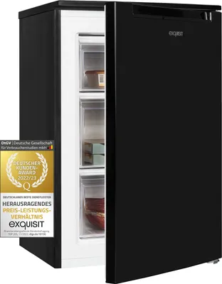 Produktbild von Exquisit Gefrierschrank GS81-040C schwarz | 87 l Nutzinhalt | Gefrierschubladen | Türanschlag wechselbar