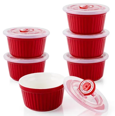 Zdjęcie produktu dla Zestaw 6 ceramicznych miseczek z pokrywkami