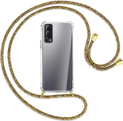 Produktbild von Handykette Backcover-Schutzhülle mit Band (Metall goldfarben) für vivo Y52 5G / Y72 5G / vivo iQOO Z3 - braun+beige