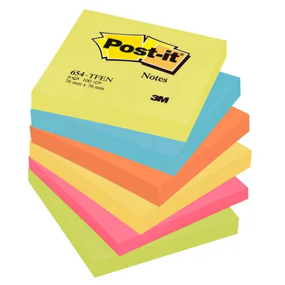 Produktbild von Post-It FT510283540, Quadratisch, Blau, Grün, Orange, Pink, Gelb, Papier, 76 mm, 76 mm, 100 Blätter