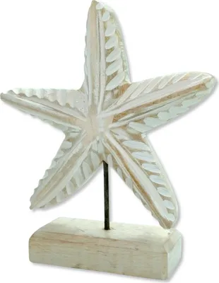 Produktbild von Holz Skulptur Seestern 20 x 23cm weiß-braun Dekofigur Tisch-Deko Maritim Mediterran Meeresdeko