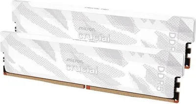 Image de Mémoire Gamer CRUCIAL Pro OC, 32 Go (2x16 Go) DDR5-6400, CL32, UDIMM, Dissipateur Thermique Blanc, CP2K16G64C32U5W