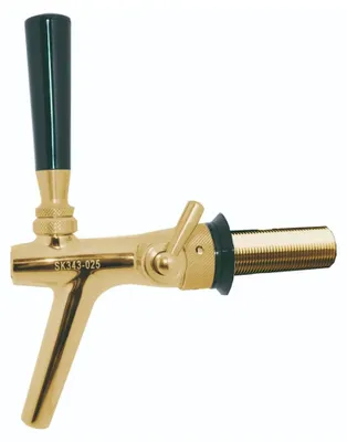 Produktbild von Zapfhahn, Kompensatorhahn, Bierzapfhahn, Schankhahn aus Chromnickelstahl, Modell - P3500, Goldfarben, Gewindelänge: 35 mm