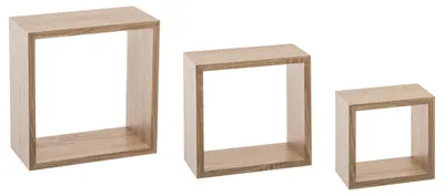 Produktbild von Schwebende Wandregale Blocks - Set in 3x verschiedenen Grosen - braun - Holz - Bucherregale - Wand