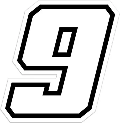 Produktbild von Sticker Rennnummer für Moto "9" Race Moto GP, weiß, 10 x 10 cm