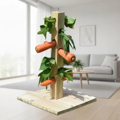 Obrázok produktu pre Melko kŕmny strom s kŕmnou stanicou so zemným hrotom 45 cm drevený držiak na kŕmidlo