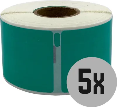 Produktbild von DULA Etiketten - Kompatibel mit Dymo Compatible labels - Groen - 99012 - S0722400 - Adresetiketten - 5 rollen - 36 x 89 mm - 260 labels per rol