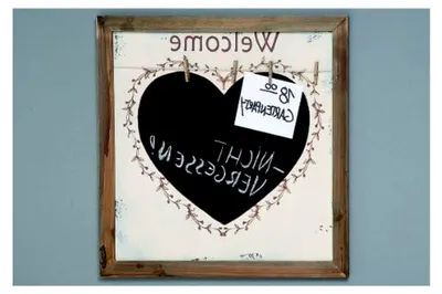Produktbild von KUHEIGA Memotafel Kreidetafel Wandtafel Herz Memoboard Tafel mit Klammern