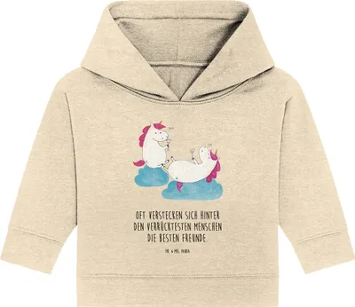 Produktbild von Mr. & Mrs. Panda Organic Baby Hoodie Einhorn Sekt 24. - 36. Monat - Natural Raw - Geschenk, BFF, Mädelsabend, Unicorn, Kapuzensweatshirt, Party, Spaß, Einhörner