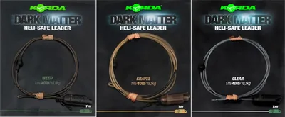 Produktbild von Korda 1m 40lb Dark Matter Leader Heli Safe - Karpfenmontage, Farbe:Weed