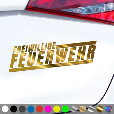 Produktbild von PantherPixel Freiwillige Feuerwehr Aufkleber Schriftzug Neon Sticker Auto Geschenkidee Farbe Chrom-Gold