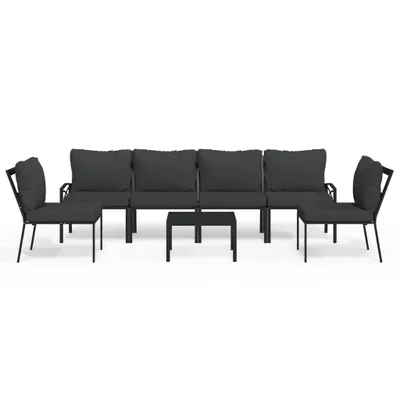 Produktbild von vidaXL 7-tlg. Garten-Lounge-Set mit Grauen Kissen Stahl