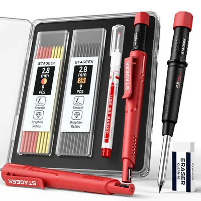 Productafbeelding van STAGEEK bouwpotlood, uitrekbaar, met holster, potloodversnipper, 19 reservepotloodmijnen