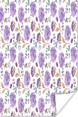 Produktbild von MuchoWow® Poster Blumen - Lila - Rosen 120x180 cm - Kunstposter