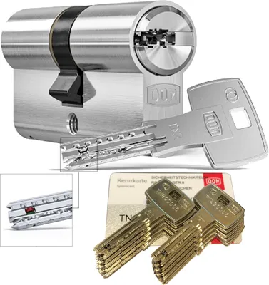 Produktbild von DOM iX Twido 333iX7TW Doppelzylinder mit 10 Schlüssel, Länge (a/b) 30/60mm (c= 90mm), mit Sicherungskarte, mit Not- u. Gefahrenfunktion