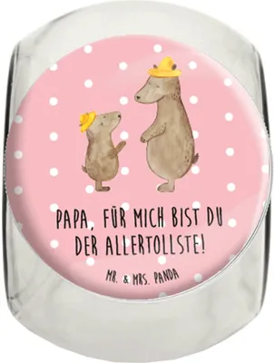 Produktbild von Mr. & Mrs. Panda Kaffeedose Bären mit Hut XL 2000ml - Rot Pastell - Geschenk, Vatertag, schraubglas, Familie, Bär, Bruder, Bonboniere, Vorratsbehälter, Glasdose, Teedose