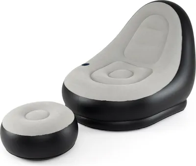 Immagine prodotto di COSTWAY Poltrona gonfiabile con poggiapiedi, superficie rivestita in PVC e portabevande, letto gonfiabile portatile, poltrona gonfiabile, divano gonfiabile, per interni ed esterni