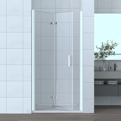Produktbild von Nischentür Duschtür Duschwand Glaswand Duschabtrennung Duschkabine 80cm falt- /drehbar H185cm