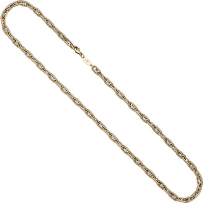 Produktbild von 5,6mm Kette Phantasiekette Halsschmuck, 585 Gold Gelbgold Weißgold bicolor, 50cm