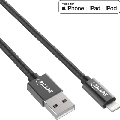 Obrázok produktu pre InLine 31422B, 2 m, Lightning, USB A, Samec, Samec, Čierna