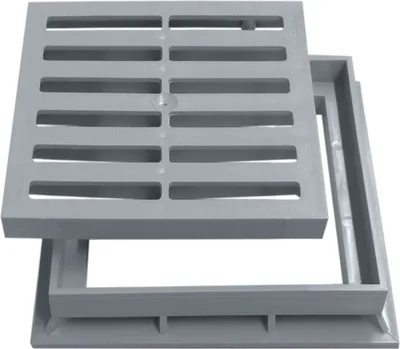 Produktbild von Marley Einlaufrost Rost mit Rahmen 20x20cm begehbar für Einlaufschacht Gully PVC