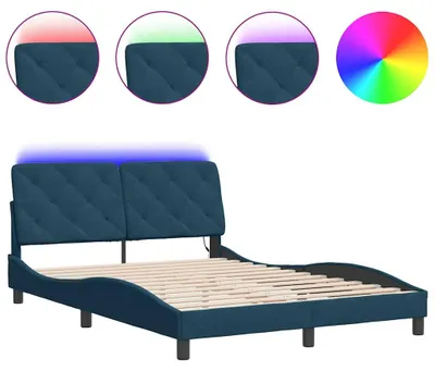 Obrázok produktu pre vidaXL Rám postele s LED bez matraca Modrý 120x200 cm Velvet
