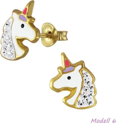 Produktbild von Kinderohrstecker: Mädchen Ohrringe Silber „Einhorn“ Modell 6