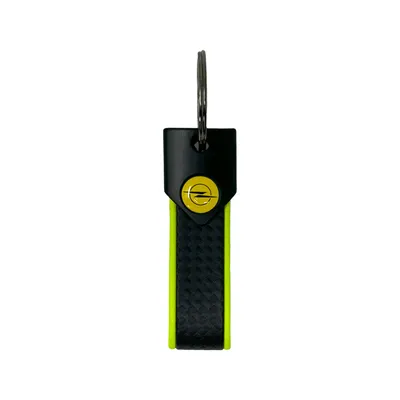 Image de Porte-clés pour Opel, fermeture à anneau, 90 x 20 mm, jaune fluo, logo jaune