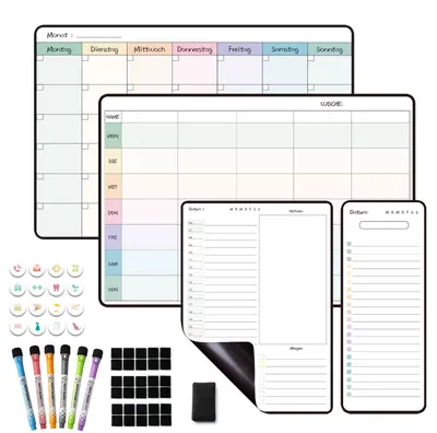 Productafbeelding van Magnetische week-, maand- en dagplanners met takenlijst en boodschappenlijst - 4 stuks