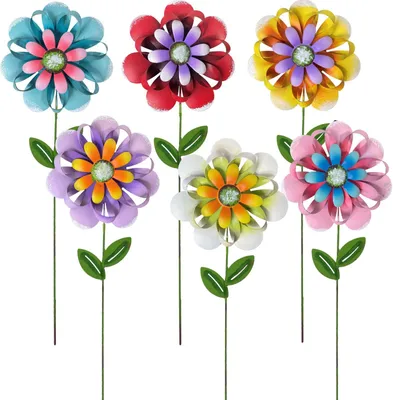 Immagine prodotto di Set di 6 fiori da giardino in metallo - Ornamenti decorativi per il giardino