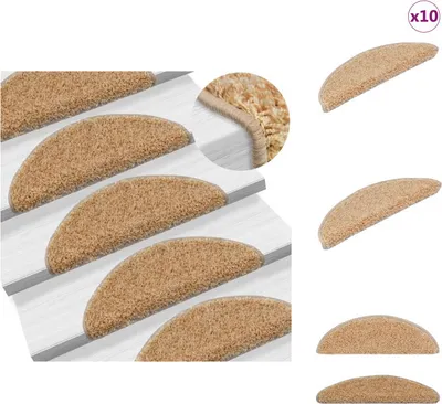 Produktbild von vidaXL Stufenmatten 10 Stk. 56x20 cm Creme -  Stufenteppiche