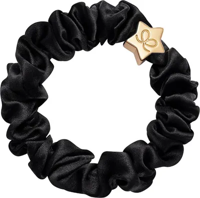 Produktbild von By Eloise London Gold Star Silk Scrunchie Black
