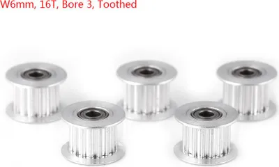 Produktbild von 5 Stück Aluminium 2GT Zahnriemenscheibe 3D Drucker Zubehör (W6mm, 16T, Bohrung 3, gezahnt)