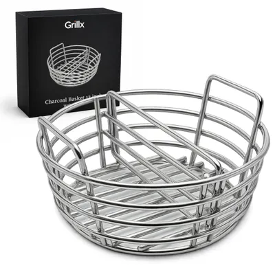 Produktbild von Grillx Kolenmand 13 inch - Mit Ausnehmbarem Divider - Edelstahl - Kamado Zubehör