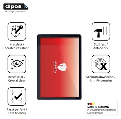 Produktbild von 2x Schutzfolie für MUISOO MUIC10702 10.1 Zoll - Anti-Shock 9H Folie dipos Glass Kunststoffglas