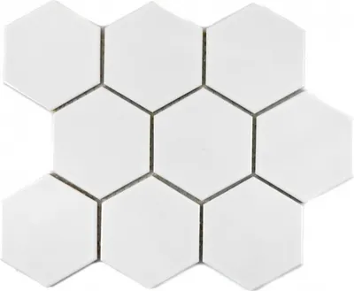 Produktbild von Mosaik Fliese Keramik Hexagon weiß glänzend Küche Fliese WC Badfliese MOS11F-0101_f | 10 Mosaikmatten