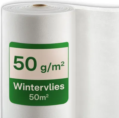 Immagine prodotto di Velo invernale Praknu per la protezione delle piante dal gelo 50g/m² - 50m × 1m in rotolo - Protezione invernale per piante in vaso - Resistente agli strappi e traspirante - Stabile ai raggi UV